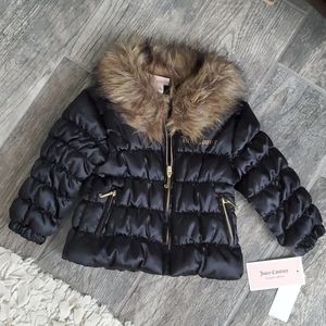 NWT Juicy Couture Faux FurBlack&Gold Puffer Jacket
